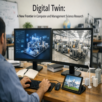 Digital Twin architecture showing physical system, data connection, and virtual model integration